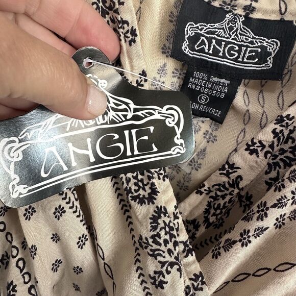 Angie Cami Tank S Peplum Hem Surplice Spaghetti Strap Concert Festival Boho NEW - Picture 4 of 7